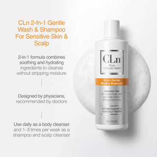 CLn 2-in-1 Gentle Wash & Shampoo 8oz 3-Pack CLn Skin Care 